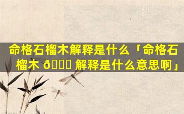 命格石榴木解释是什么「命格石榴木 🐝 解释是什么意思啊」